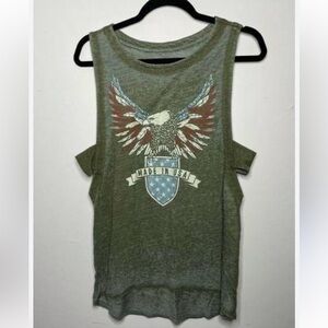Chaser Women’s USA Graphic Eagle Burnout side cut out muscle Tank Top Size small